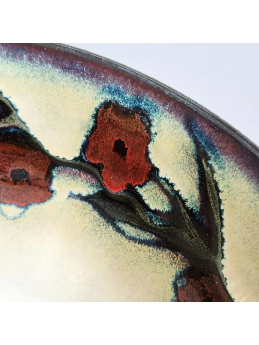 Mikasa Desert Bloom Soup/Cereal Bowl, Glossy Beige Stoneware Dark Red Floral